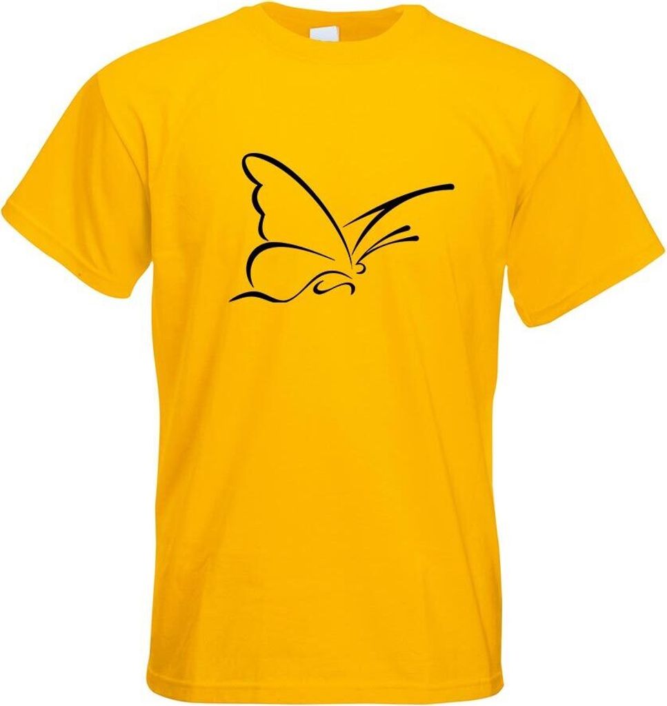 Kiwistar - T-Shirt - gelb - Schmetterling Motiv 4 Motiv Bedruckt Funshirt Design Print - mit Motiv Bedruckt - Funshirt Design - Sport - Freizeit - ...