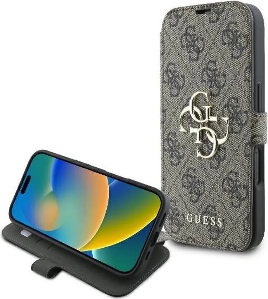 Guess iPhone 16 Plus Custodia a Libro Marrone 4G Logo Metallo Offerta