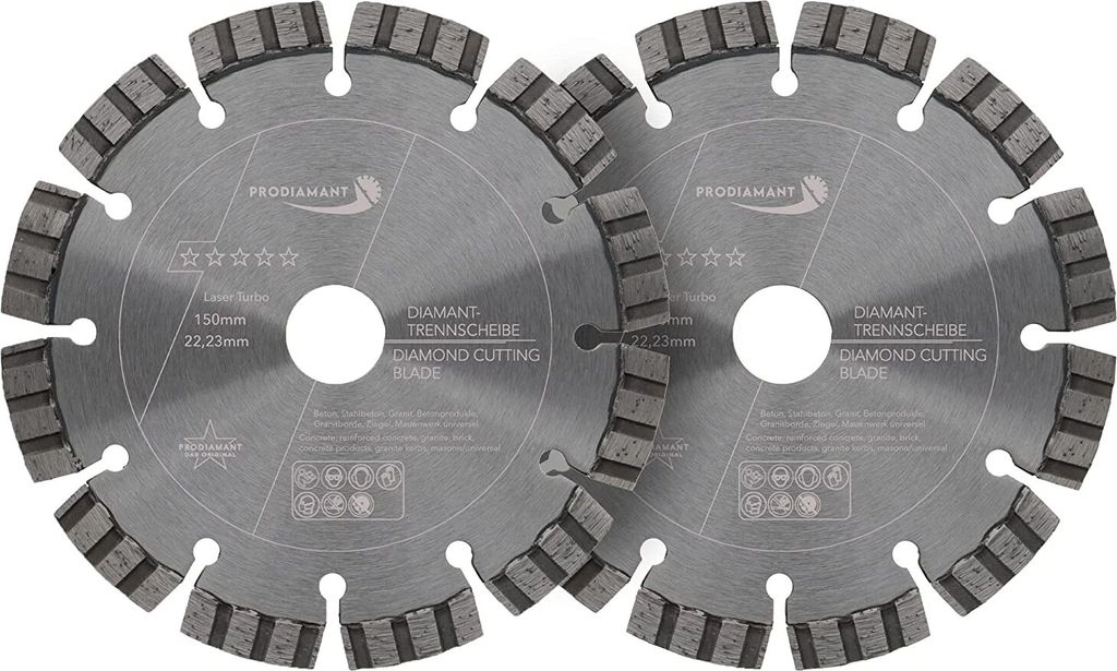 PRODIAMANT Turbo Diamant-Trennscheiben Set Beton Laser 2x 150 x 22,23 mm