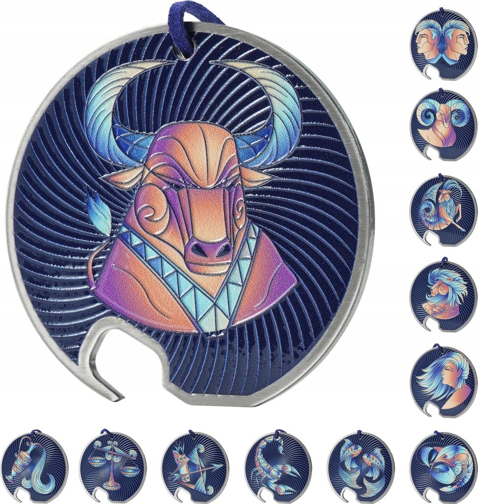 KADAX Flaschenöffner "Callas", Kapselheber, Zodiak Design, Bieröffner aus Edelstahl, Stier, 7 cm