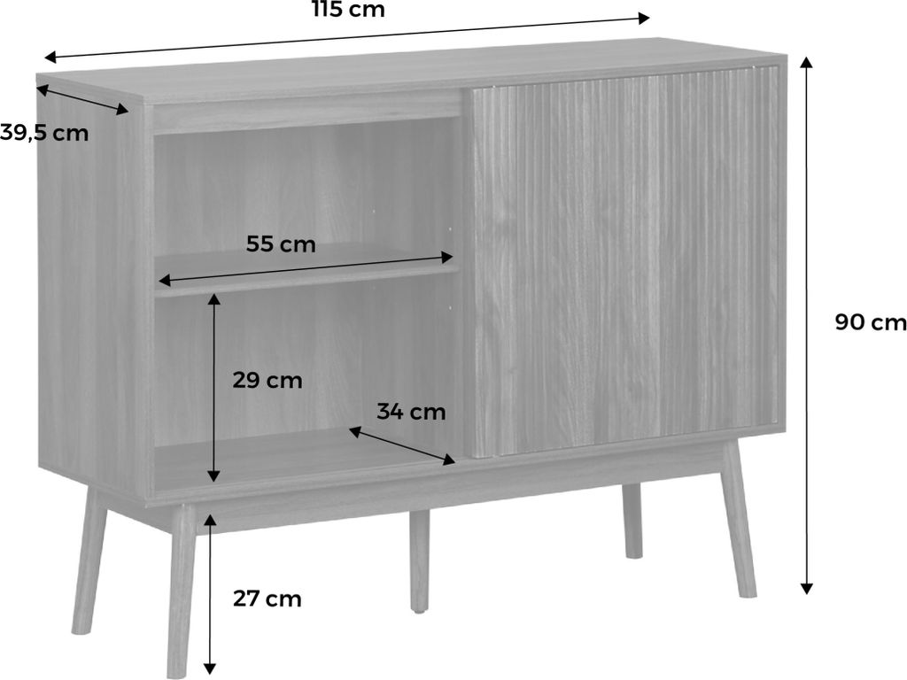 sweeek - Anrichte mit Holzdekor 115 cm - Dunkles Holz Produktbild 6