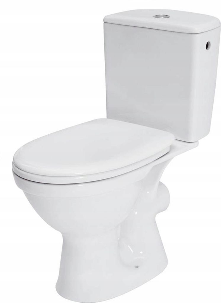 CERSANIT Stand- WC MERIDA 118 Toilette Keramik Komplett Set mit Spülkasten und WC- Sitz aus Polypropylen -Absenkautomatik , für Waagerechten Abgang