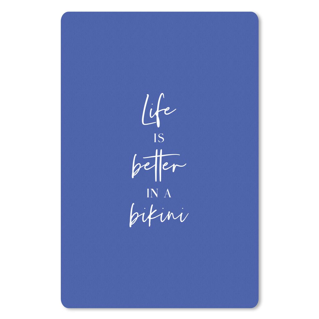 MuchoWow Mauspad Mousepad Das Leben ist besser im Bikini - Zitat - Blau 18x27 cm - Mousepads - Maus Mat - Pad - Mausunterlage