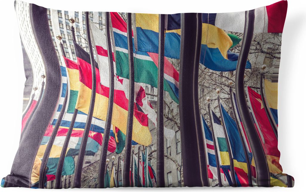 MuchoWow Outdoor Kissen - Nationale Flaggen der verschiedenen Länder - 50x30 cm - Wetterfest - Lounge Kissen - Sofa kissen - Wohnzimmer Dekoration