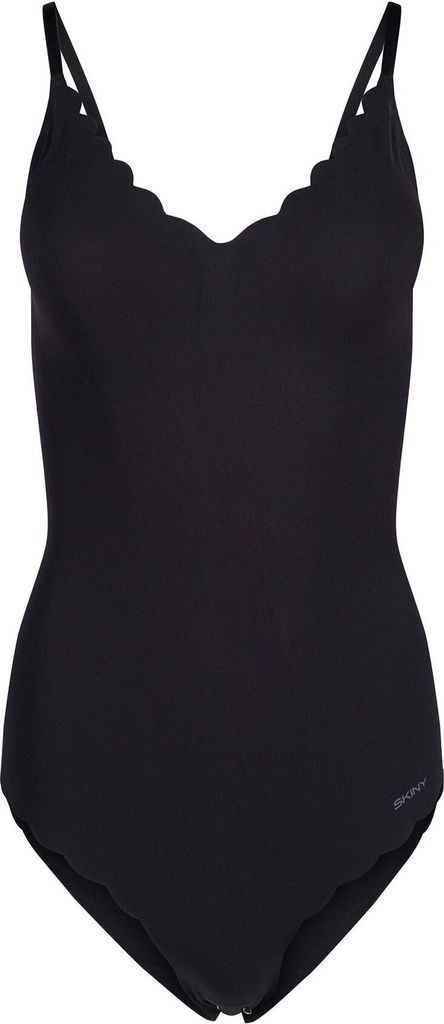 SKINY Damen Body - Unterwäsche, Spaghettiträger, Spitze, V-Ausschnitt, einfarbig Schwarz 44