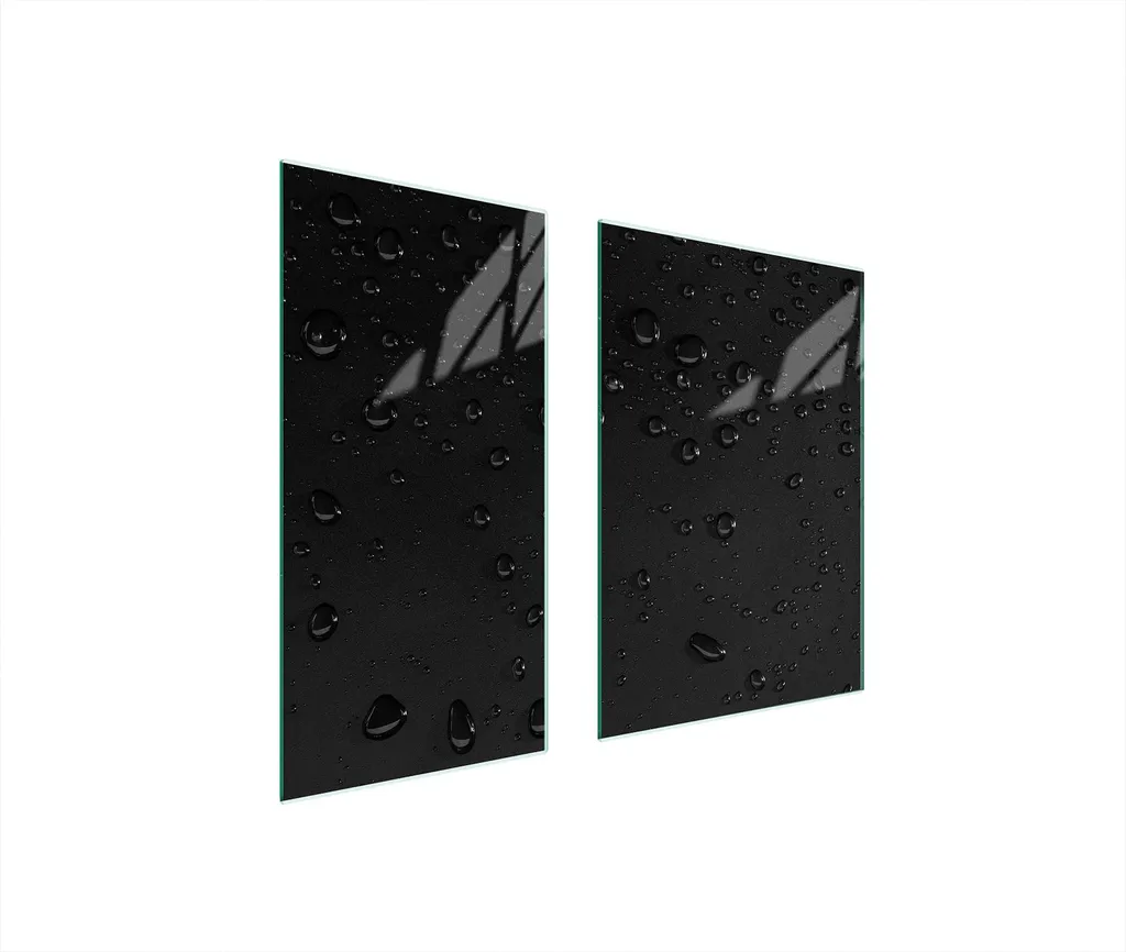 Piastre copri fornelli 2 pezzi 75x52 Copri piano cottura in ceramica tagliere in vetro goccia nera