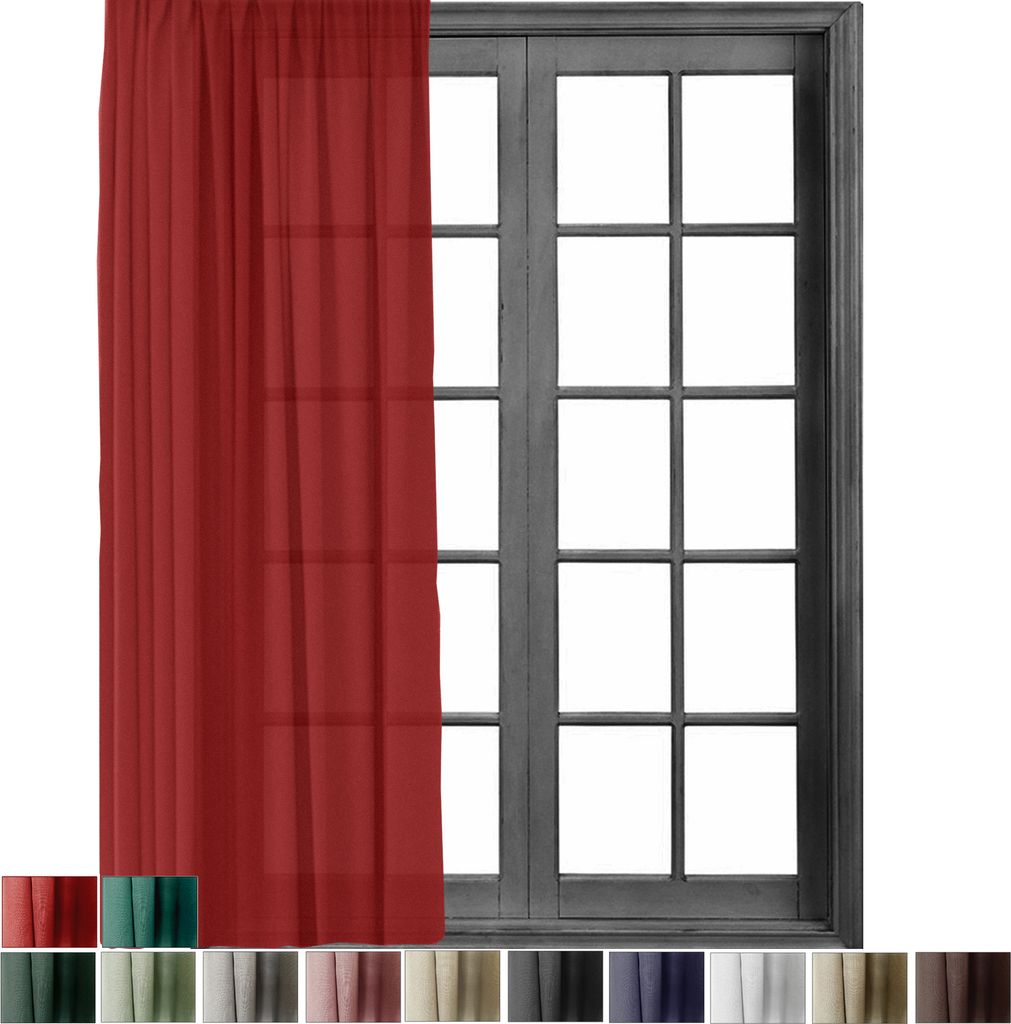 1 Stück Gardine mit Kräuselband Blickdicht Leinen Look 140x245cm Vorhänge Gardinen Vorhang Universalband für Schiene Rot 1er Pack