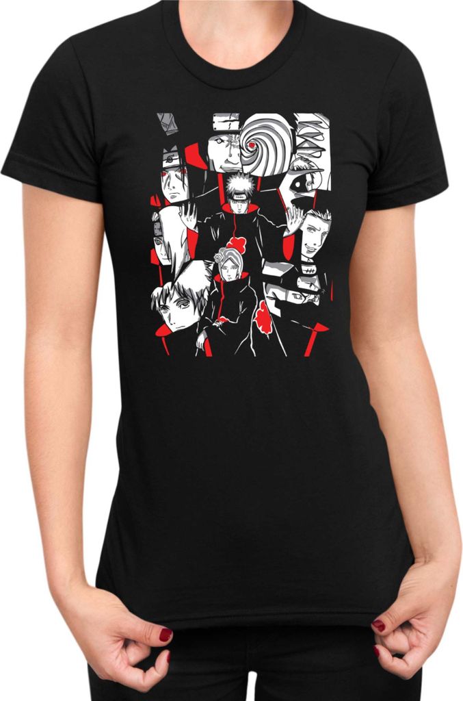 Damen T-Shirt Naruto Akatsuki Team Members 04, Lady 2XL / Schwarz
