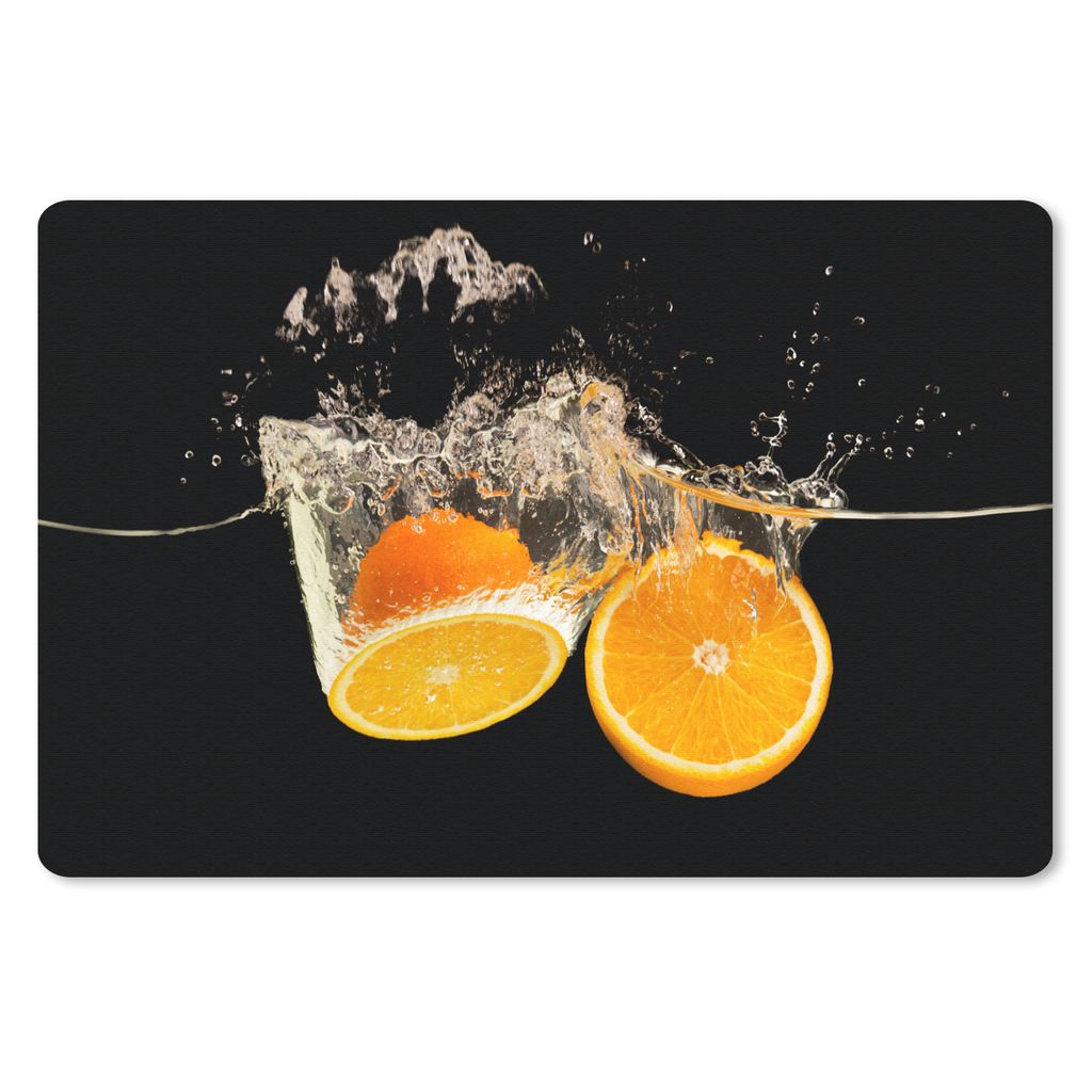 MuchoWow Schreibtischunterlage Orange - Stillleben - Wasser - Schwarz - Obst 60x40 cm - XXL Mauspad - Großes Mauspad