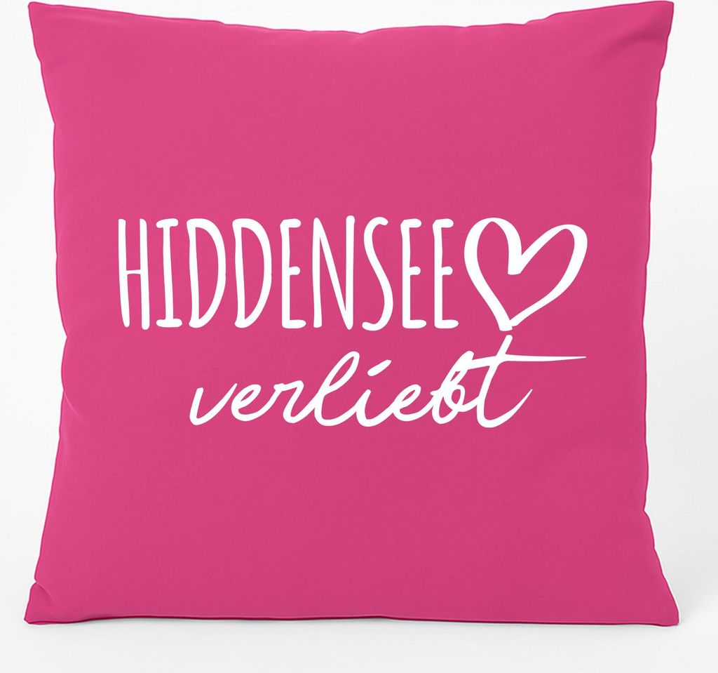 Huuraa Kissen Hiddensee verliebt 40x40cm mit Füllung Fuchsia Baumwolle Dekokissen Geschenkidee