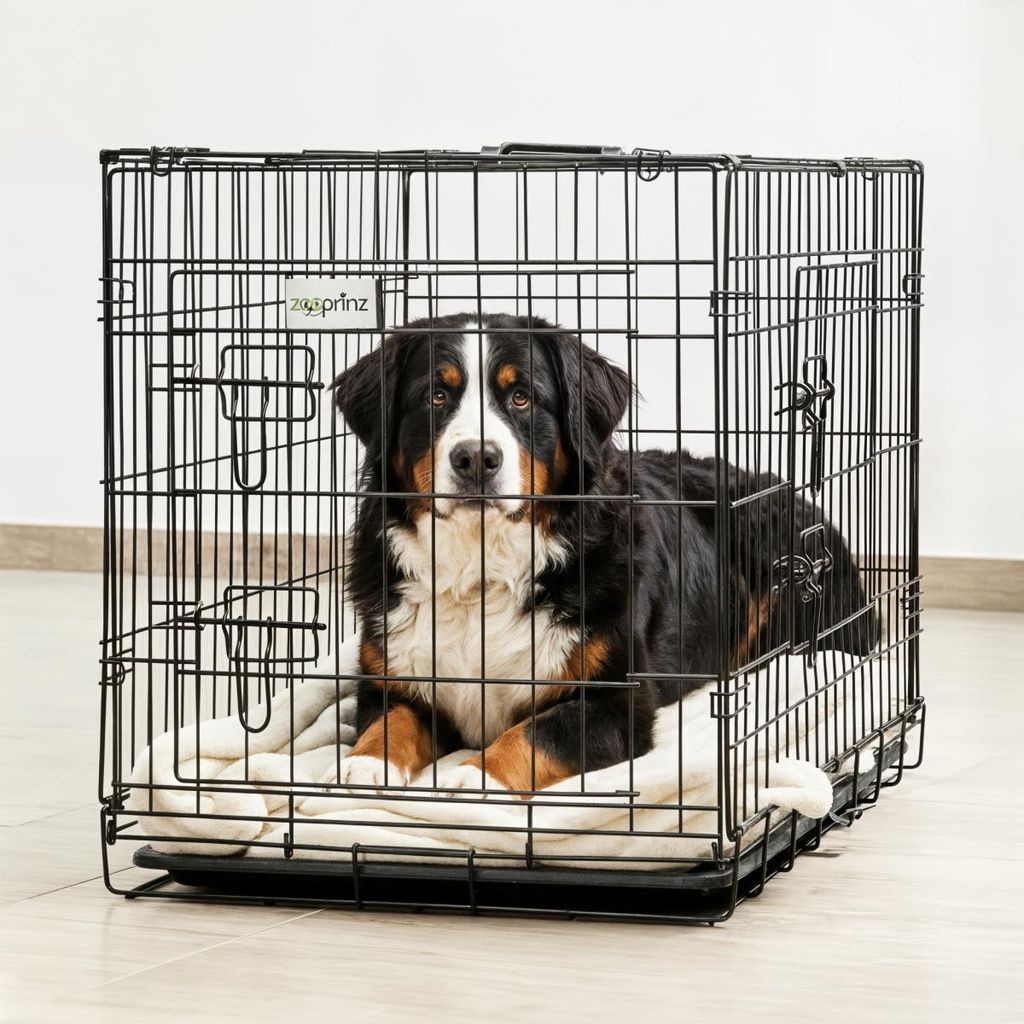 Hunde Transportbox Hundekäfig XXL zooprinz | Faltbar & Kunststoffwanne | große Hunde | 122 × 74,5 × 80,5 cm | Tragegriff Gitter Box