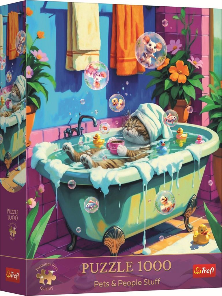 Trefl, Katze in der Badewanne, 1000 Teile Premium Plus Puzzle