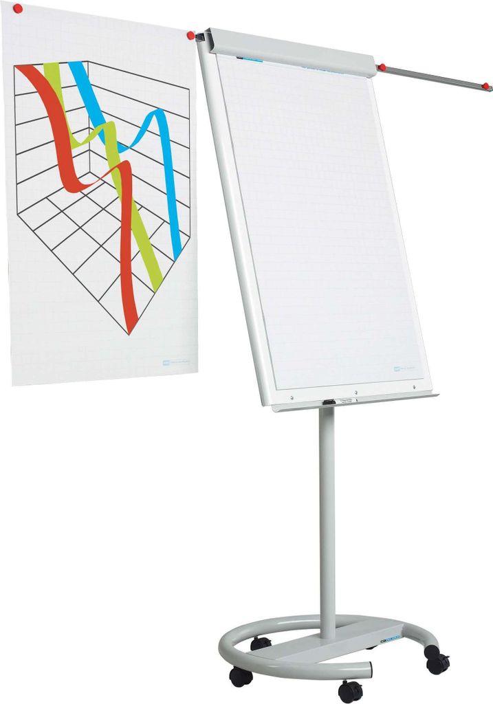 Flipchart mit Schnellklemme, 2x Seitenarmen & Whiteboard Grundfläche | Stufenlos höhenverstellbar 170-200cm | inkl. 5x Rollen | Emaillierter Stah...