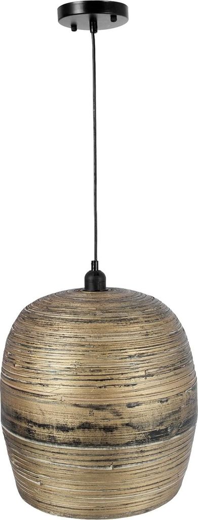 VIVANNO Hängelampe Bambus PURO Rund, Gold geflochten - 33x33 cm
