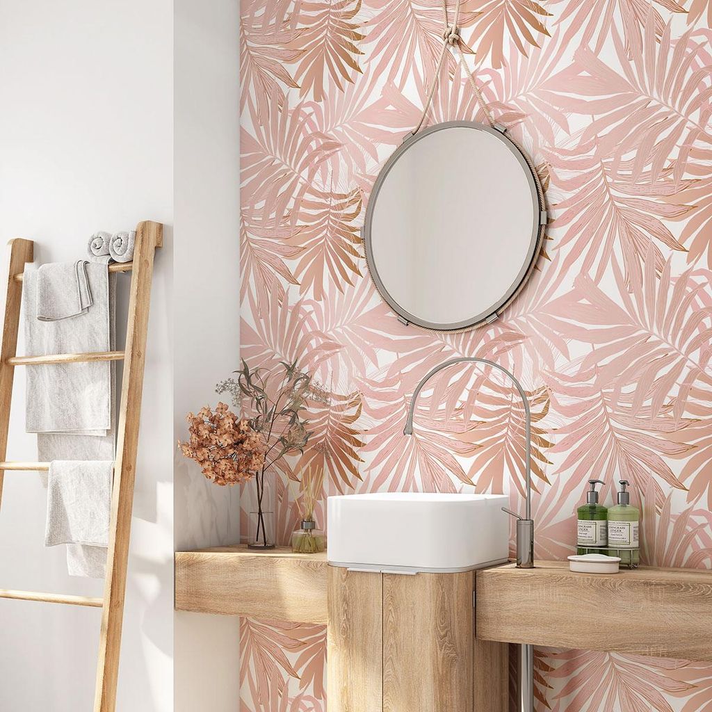 Klebefolie für Badezimmer - Lumaléa - Tropische Bl?tter - Klebefolie + MATT-Schutzfolie - 55 x 55 cm