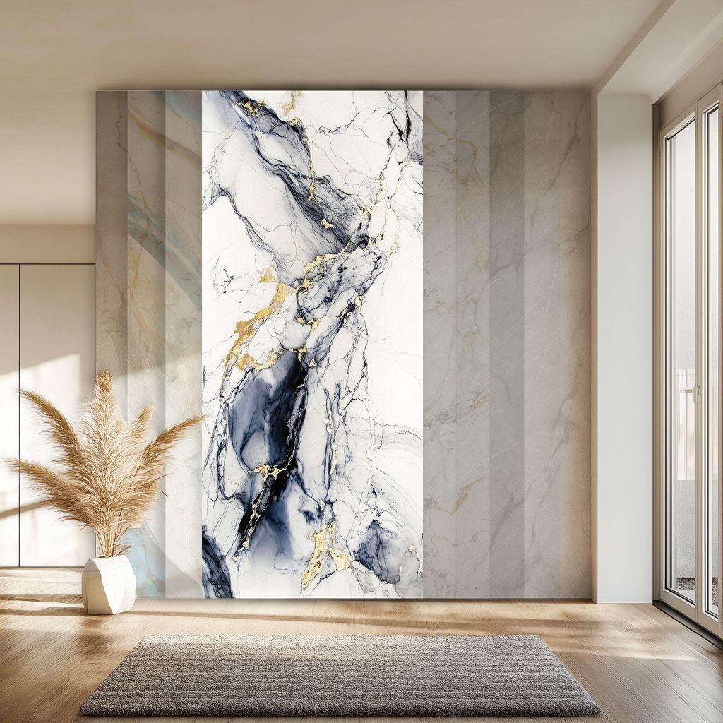 HEXIM Marmorplatten Optik 1 Stück 280x122 cm SPC Kunststoff Innen & Außenbereich Granit Steinoptik - Duschrückwand Küchenrückwand Spritzschutz...