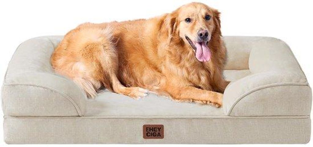 Orthopädisches Hundebett XL, 112x81x15cm, Waschbar, Wasserdicht, Antirutsch, Beige
