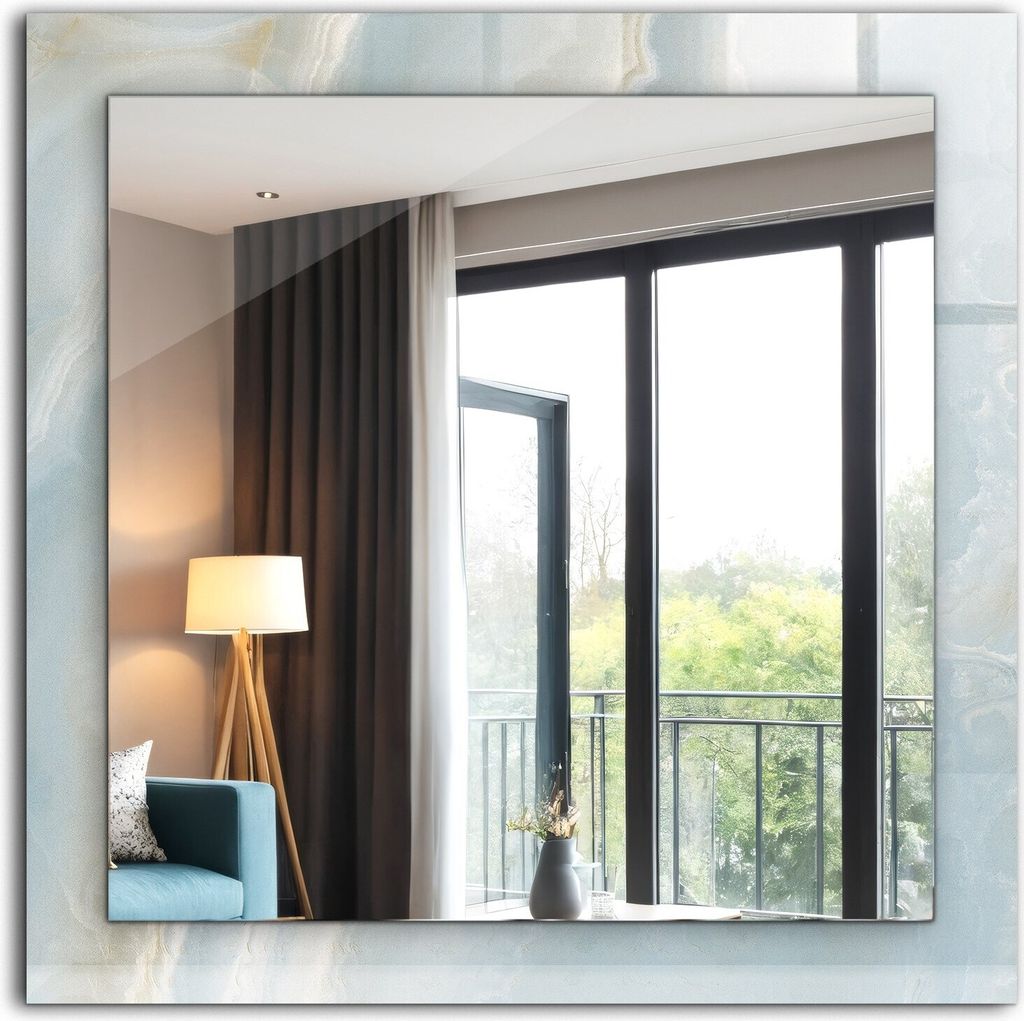 Bedruckter Spiegel - Wandspiegel - Dekorativer - Modern - 60x60 cm - Blauer Onyxmarmor