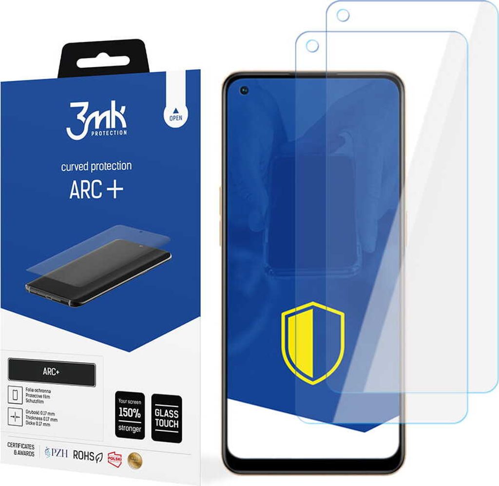 3mk Display Schutzfolie ARC+ für Oppo Reno 7 0,17mm Self-Heal (2 Stück)
