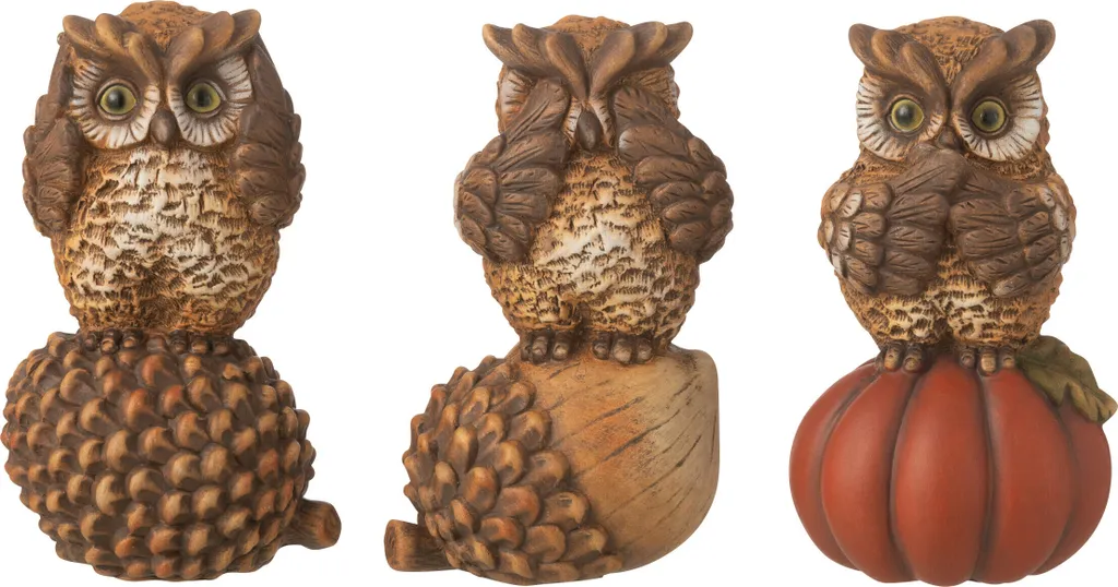 Hiboux Porcelaine Sagesse Marron : Déco Idéale pour Meuble de Salon