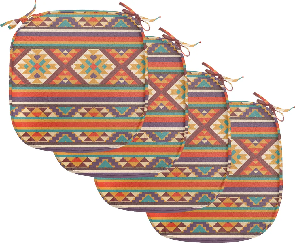 ABAKUHAUS Cuscini Sedia Aztec Tribal 40x40 - Set 4 Pezzi Impermeabili