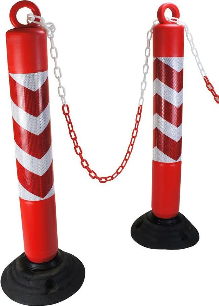 fascio di 25 m di catena barriera [rosso/bianco] - catena in plastica | catena in plastica in un sacchetto | catena a maglie da 6 mm | catena di sicurezza di avvertimento | resistente ai raggi UV e al gelo | sicurezza in cantiere | barriere per ringhiere - 6