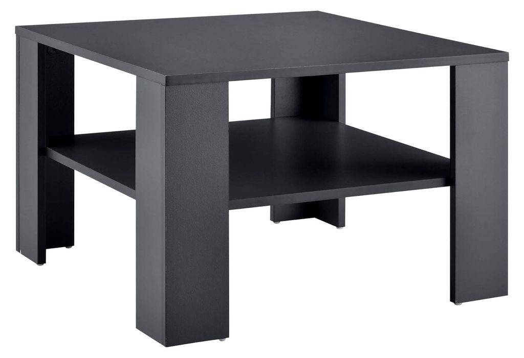 Couchtisch Aachen Beistelltisch 60x60x40 cm Wohnzimmertisch mit Ablage Dunkelgrau