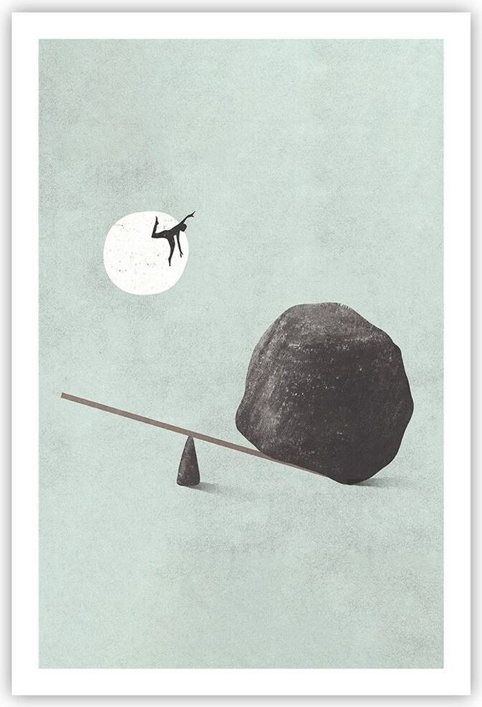 Poster - Poster ohne Rahmen - Stein Hebel Physik - 61x91,5 cm - Wand Bild - Wanddeko - Wandbilder - Kunstposter - Wandposter - Bilder - Kunstdruck ...