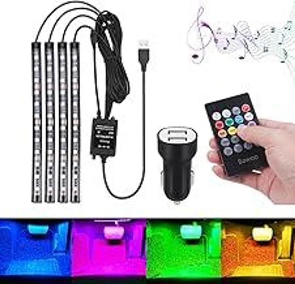 Kit Strisce LED Auto USB Bawoo 48 LED RGB: Alta Qualità IP67
