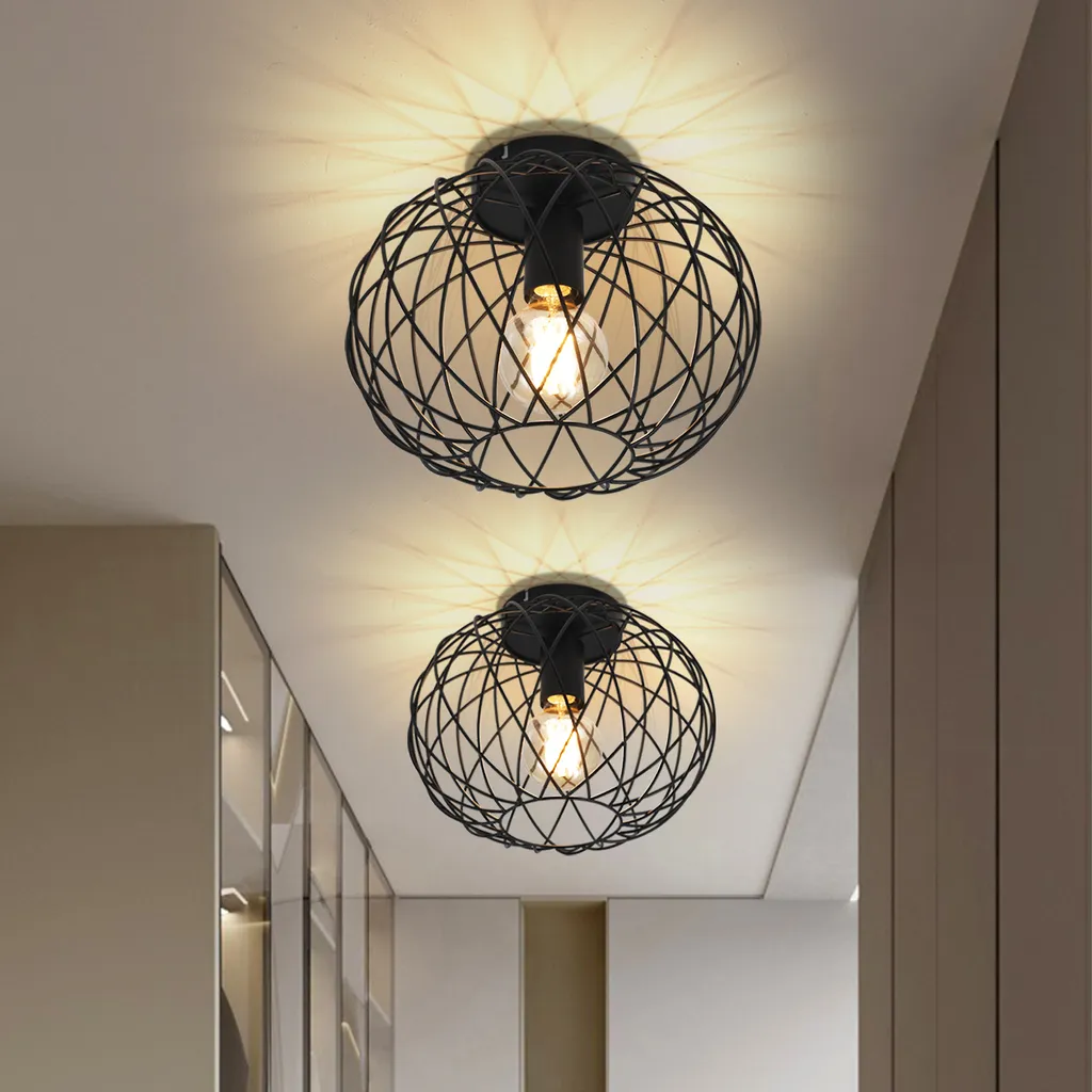 Plafoniera Retrò ZMH E27 - Lampada Soffitto Nera Stile Industriale