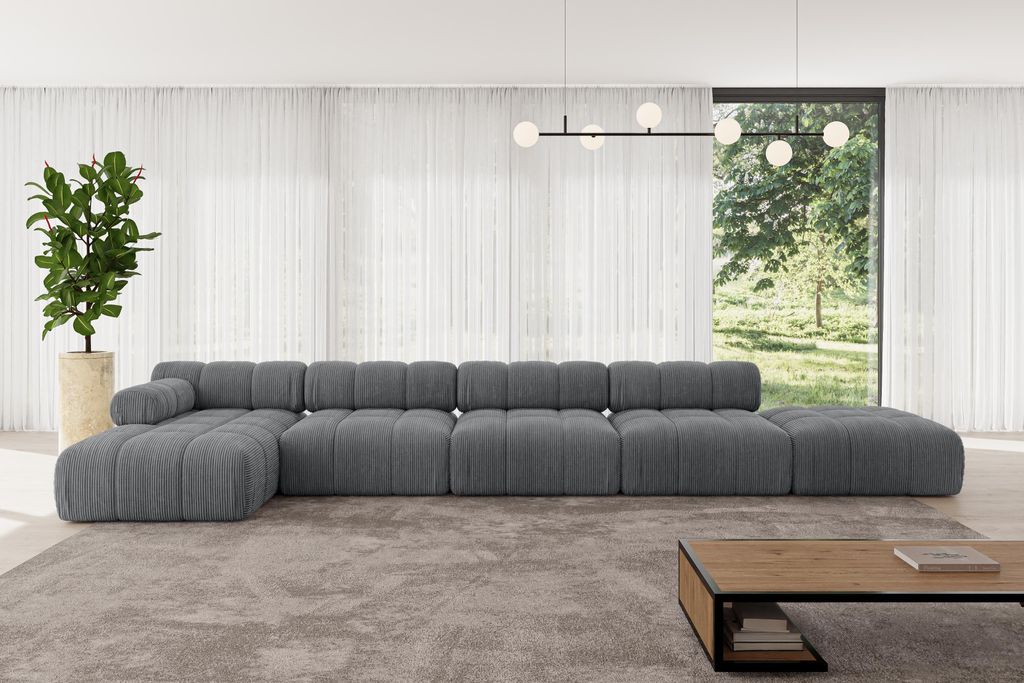 ALTDECOR Modulares Sofa Ecksofa in L-Form - Lizur-L3 - 475x160x70 cm Dunkelgrau Corner modular Sofa Eckcouch Couch Wohnlandschaft Cauchsofa Polster...