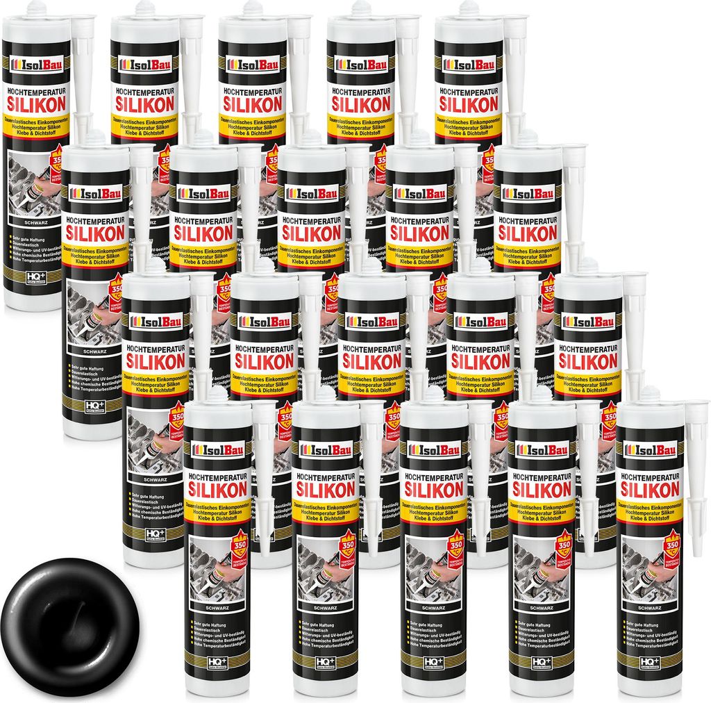 Isolbau Hochtemperatur Silikon, 20 x 300 ml Dichtmasse, Dichtstoff, Reparatur & Füllung von Rissen in Kaminen & Öfen, hochtemperaturbeständig bi...