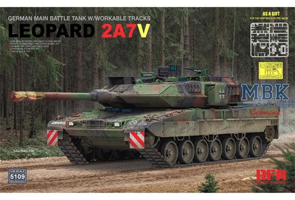 Leopard 2 A7V Char de Combat Allemand RFM5109 avec Détails Photodécoupe