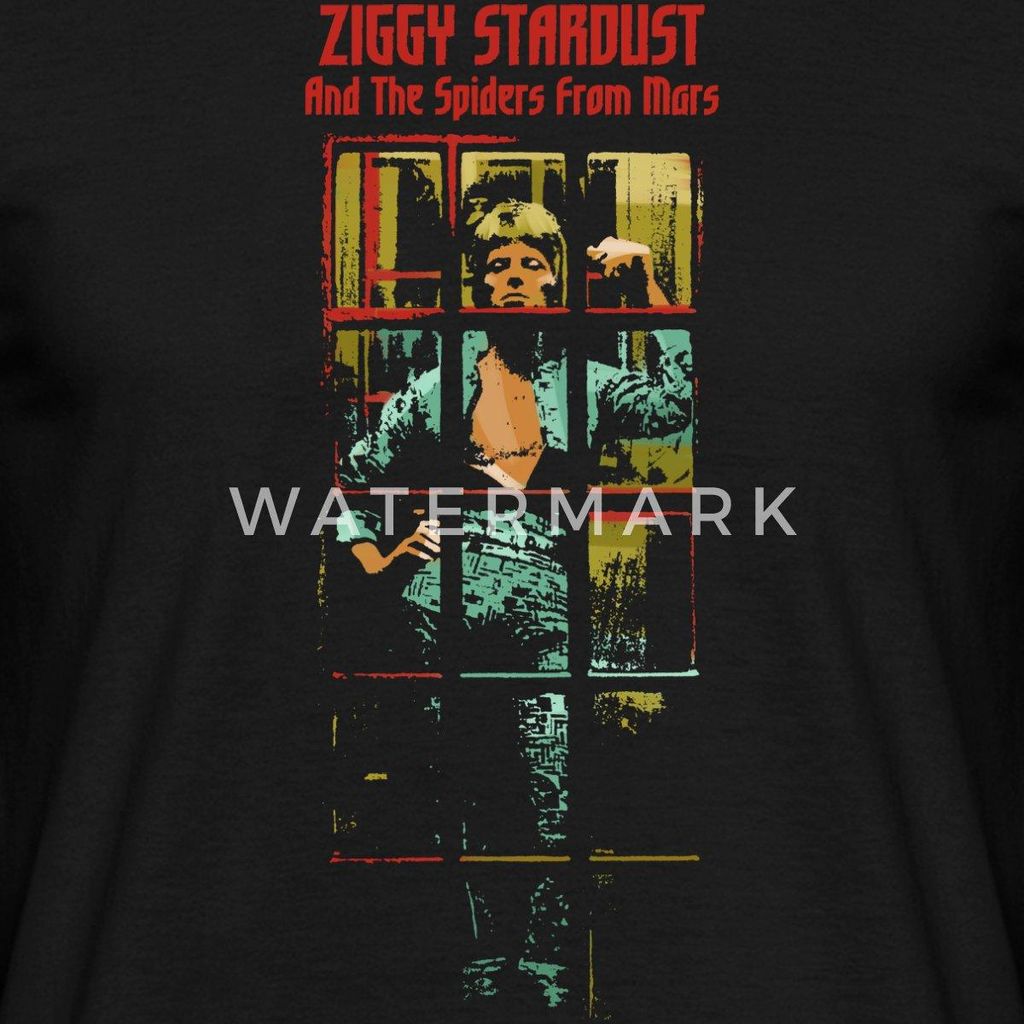 Spreadshirt David Bowie Ziggy Stardust Album Cover Männer T-Shirt, L, Schwarz