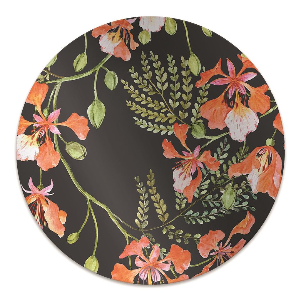 Rundmatte - Stuhlunterlage Bürostuhlunterlage - Rund Ø 100 cm - Bodenmatte - Fußmatte - rote Blumen