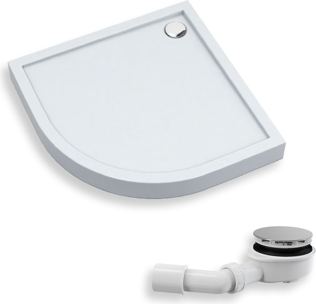 BADLAND Duschwanne Viertelkreis Competia New 80x80x12 cm mit Ablaufgarnitur Gratis