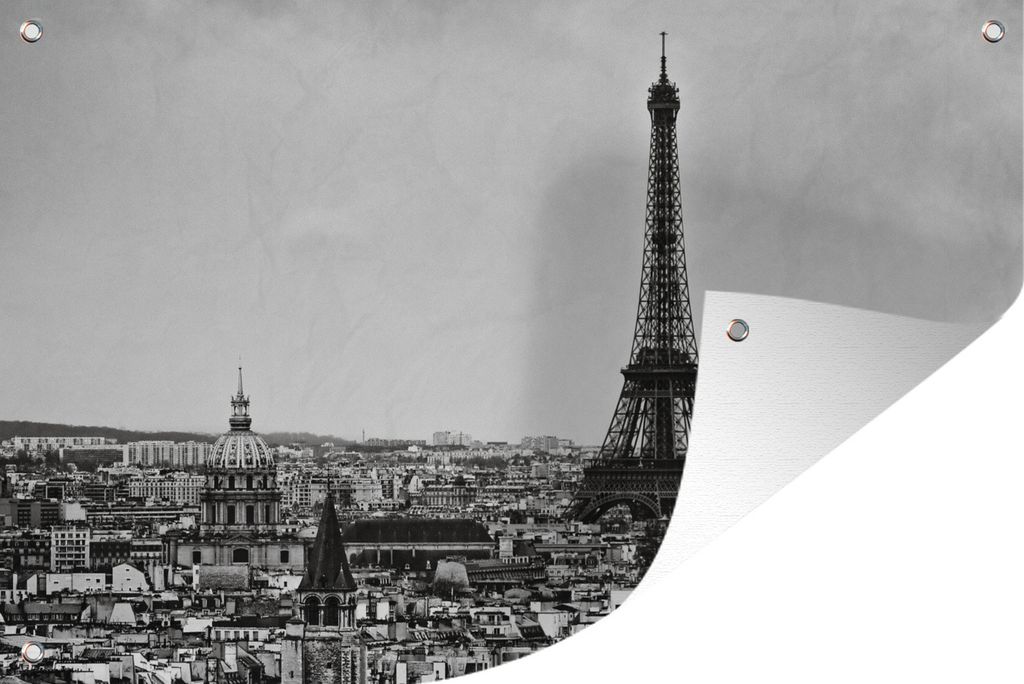 MuchoWow 120x80 cm Outdoor-Poster Gartendeko Sichtschutz Garten Poster für den Garten Die Skyline von Paris
