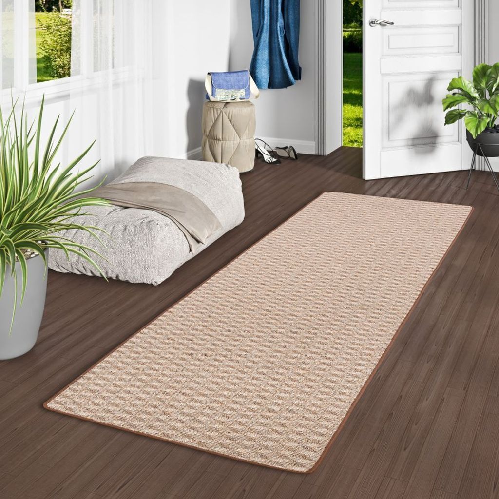 Schlingen Teppich Läufer Modern Diamond Karamell, Größe:100x200 cm