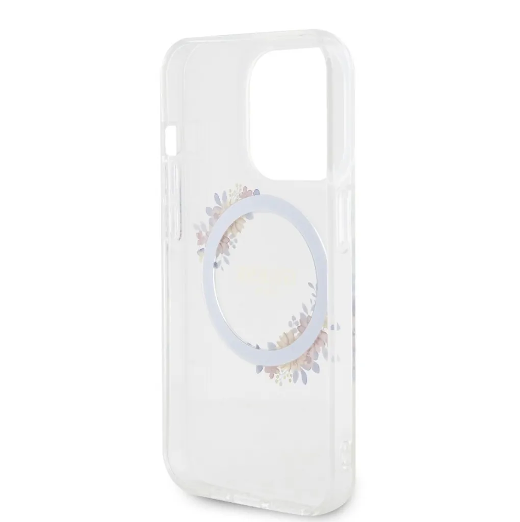 Custodia Guess iPhone 13 Pro MagSafe IML Fiori - Trasparente e Robusta - 4