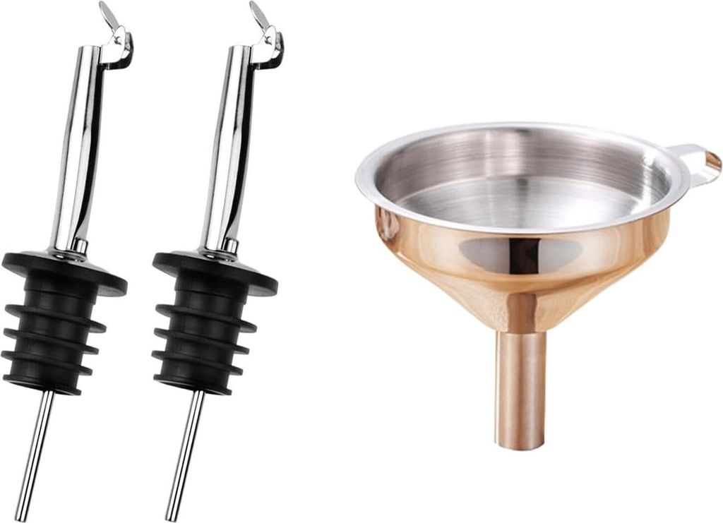 2 Stück Flaschenausgießer, Ausgießer Spirituosen mit Trichter für Wein, Olivenöl, Kaffee, Sirup, Essig, für Partys, Bars