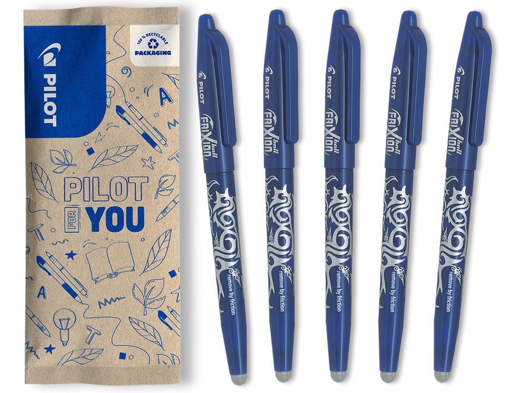 PILOT FriXion Ball 0.7 Tintenroller - 5er Set, 0.35mm, radierbar, Farbe Blau