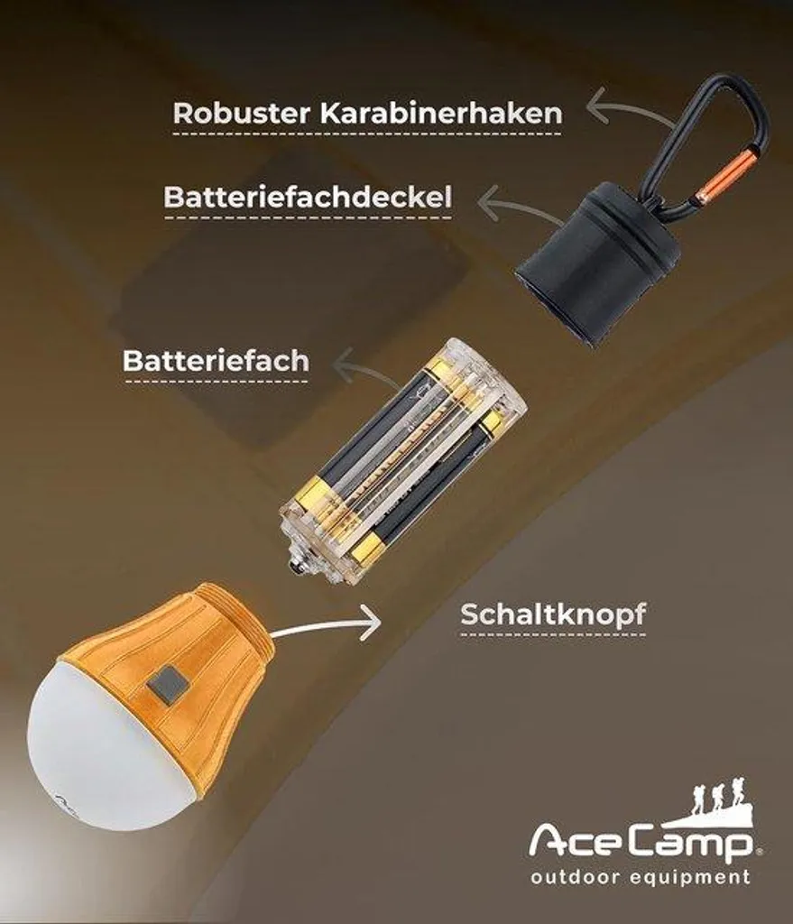 Lanterne de camping LED orange portative avec piles AAA pour extérieur