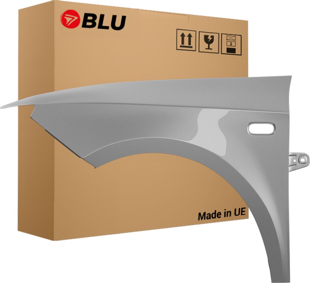 BLU Kotflügel Passend für Seat Ibiza (6J - IV 4. Generation) LS7Y Links Silber Grau Luna | 2008-2017 | Vorderseite Vorne | Lackiert | Einbaufertig