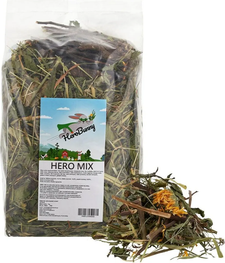 Mélange Hero Mix Factoryherbs 1 kg pour Lapins et Rongeurs Herbacés