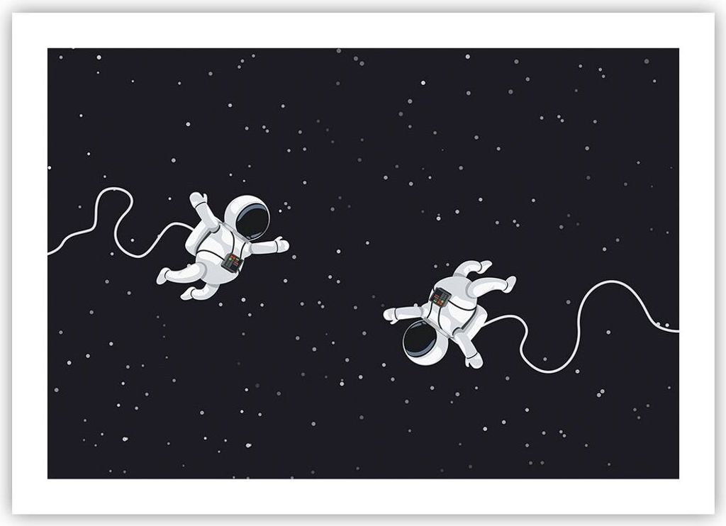Poster - Poster ohne Rahmen - Cartoon Astronauten Kosmos - Produktbild 