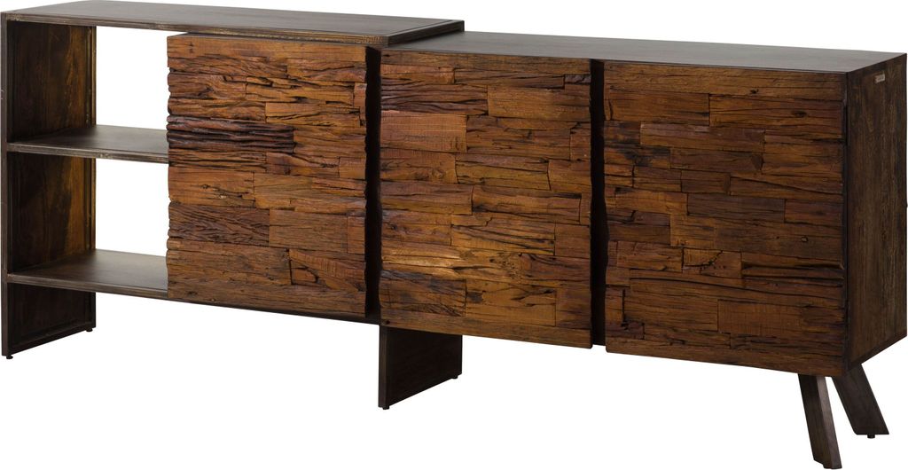 MASSIVMOEBEL24 Sideboard Akazie / Altholz 205x40x83 braun lackiert SEVILLA #11
