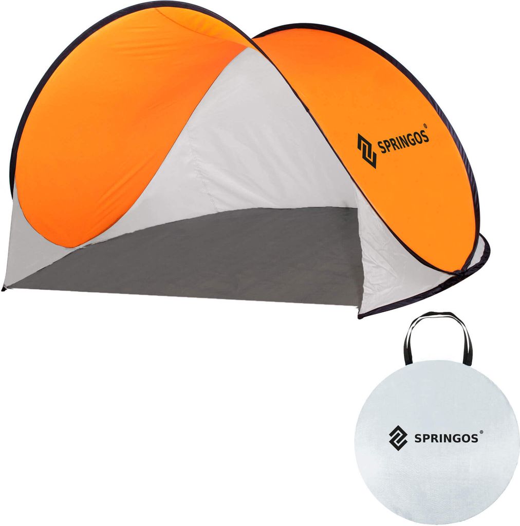 Wurfzelt Pop-up Zelt Automatikzelt Camping Strand Trekkingzelt UV - grau+orange