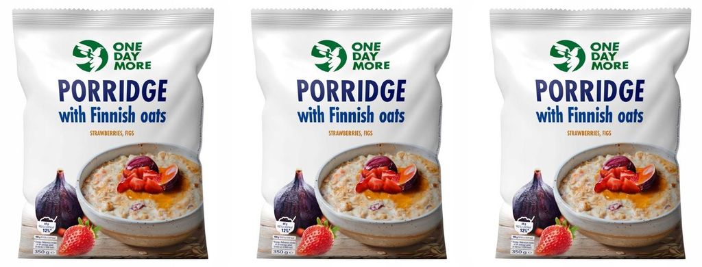 OneDayMore | Finnische Haferflocken Porridge Set 3x | Mit Erdbeeren und Feigen ohne Zuckerzusatz