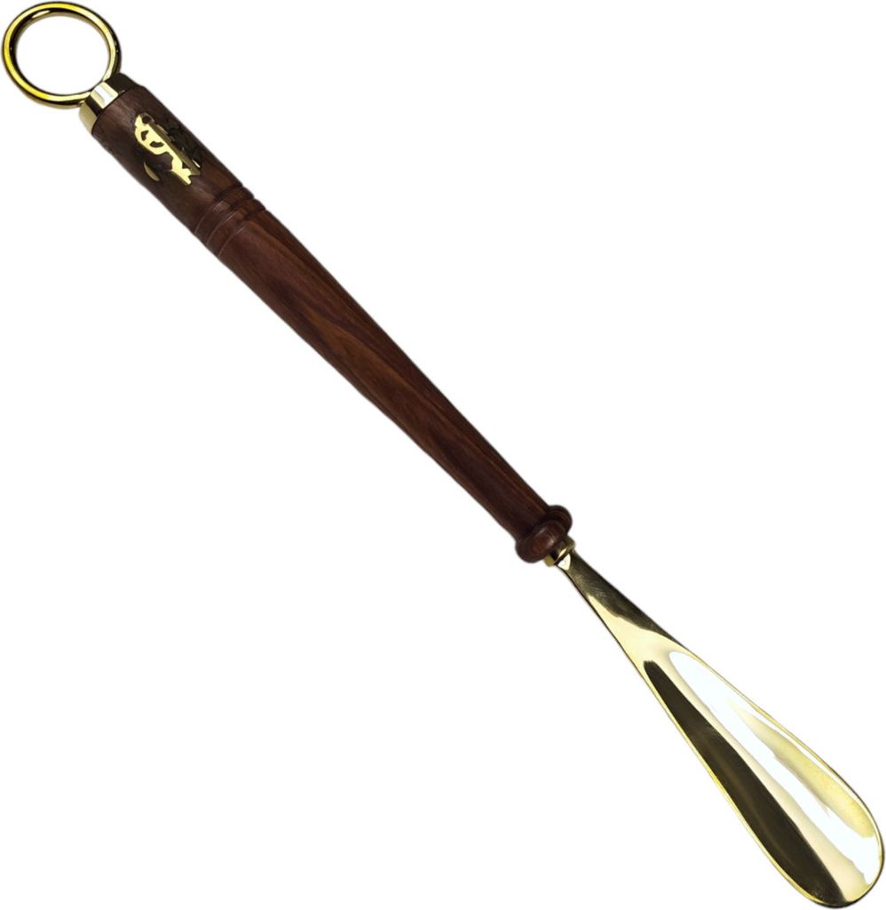 Schuhlöffel Maritim - Goldener Schuhanzieher aus Metall mit Produktbild 