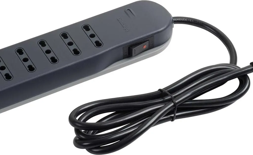 Rallonge multiprise extra-plate Bticino Slim6 6 prises 1,5m coloris Gris